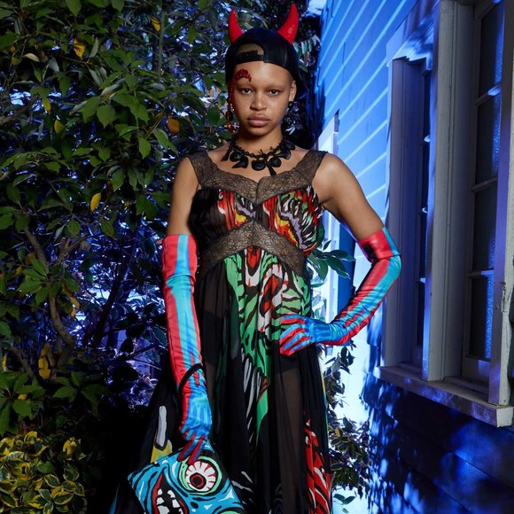 HALLOWEEN SS20 MOSCHINO COUTURE JEREMY SCOTT LEATHER CAP RED HORNS TRICK OR CHIC main image 7